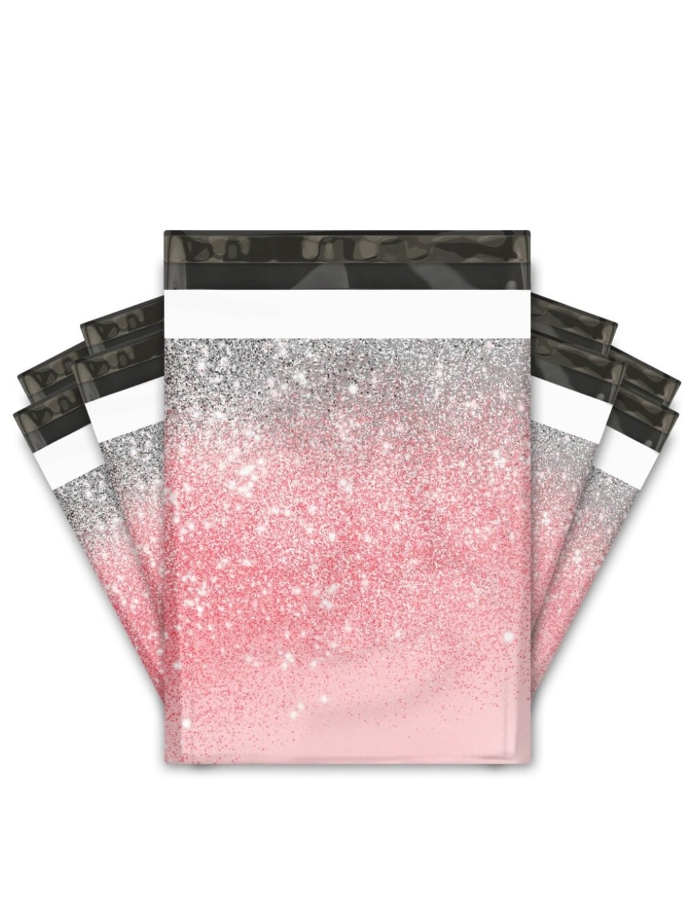 25ct, 10x13 "PINK GLITTER" POLY MAILERS